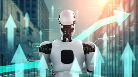 Business growth concept by using AI robot and machine learning technology イラスト素材