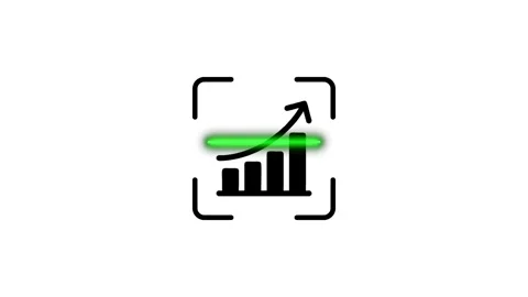 Business growth data analysis animation with scanning green laser line over.. Stock Footage 346498383