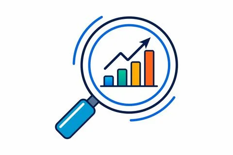 Business Growth, Data Analysis, Performance Evaluation Visualization Illustrazione stock