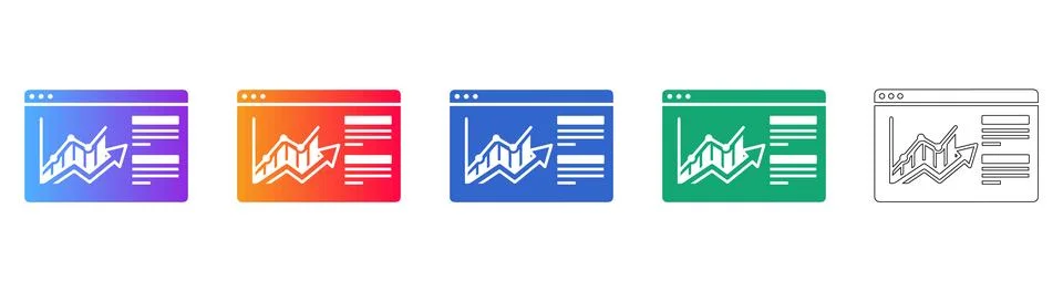 Business Growth Data Analytics Dashboard Icons Stockillustratie