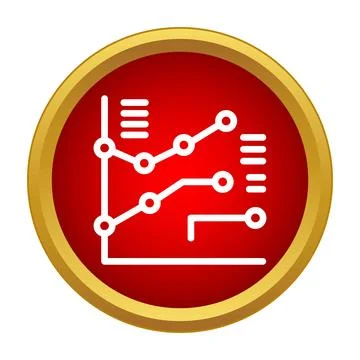 Business growth data chart icon on red button Stock Illustration