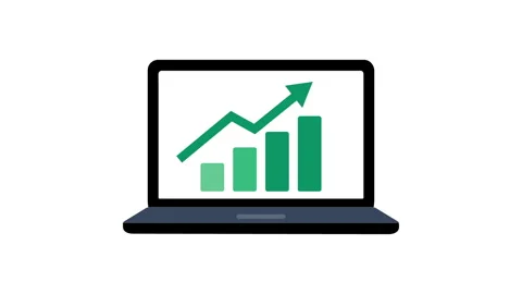 Business Growth Data Chart on Laptop Screen with White Background Stock Footage 333023951