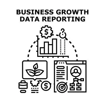 Business growth data reporting and financial analysis concept Stock Illustration