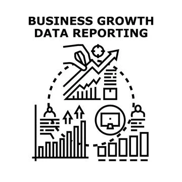 Business growth data reporting process analytics concept Stock Illustration