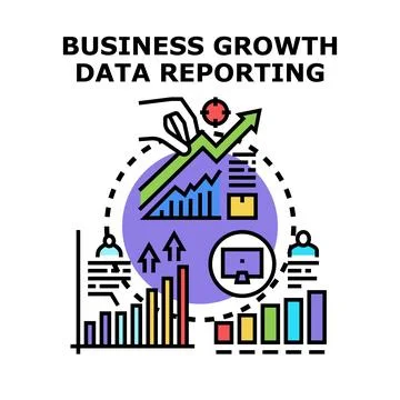 Business growth data reporting process analytics concept Stock Illustration