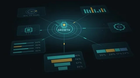 Business Growth Data Visualization Interactive Dashboard Animation Corporate Stock Footage 344778193
