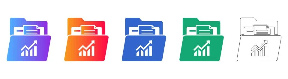 Business Growth Document Folder Icon Set イラスト素材