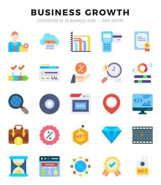 Business Growth elements. Flat web icon set. Simple vector illustration. Stockillustratie