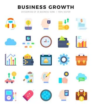 Business Growth elements. Flat web icon set. Simple vector illustration. 스톡 일러스트