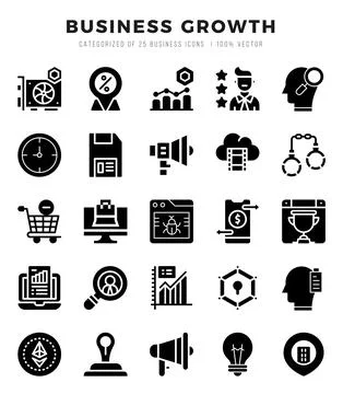 Business Growth elements. Glyph web icon set. Simple vector illustration. 스톡 일러스트