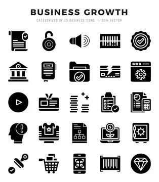 Business Growth elements. Glyph web icon set. Simple vector illustration. Stock Illustration