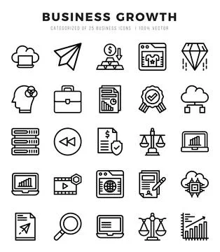 Business Growth elements. Lineal web icon set. Simple vector illustration. Stock Illustration