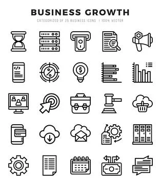 Business Growth elements. Lineal web icon set. Simple vector illustration. Stock Illustration
