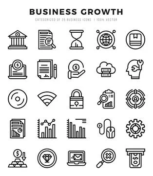 Business Growth elements. Lineal web icon set. Simple vector illustration. Illustrazione stock