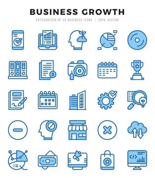 Business Growth elements. Two Color web icon set. Simple vector illustration. Stock Illustration