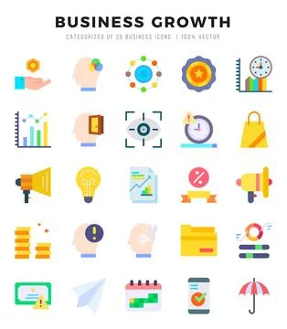 Business Growth. Flat icons Pack. vector illustration. Illustrazione stock