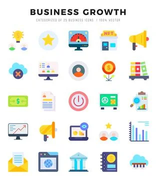 Business Growth Flat icons. Vector Flat illustration. Illustrazione stock