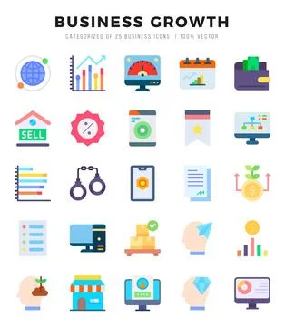 Business Growth Flat icons. Vector Flat illustration. Stock-Illustration