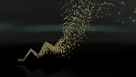 Business growth graph breaks down into small pieces and scatters around Stock Footage 277855041
