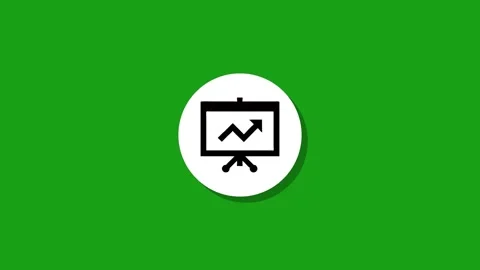 Business growth graph presentation icon animation on white circle with gree.. Stock Footage 327762879