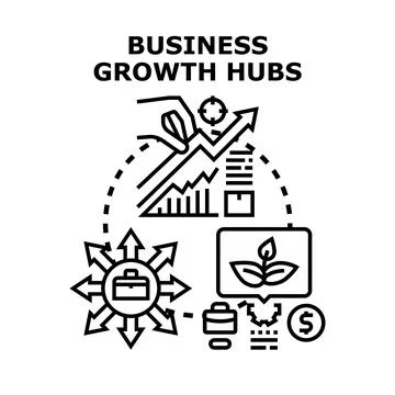 Business growth hubs concept developing startups 스톡 일러스트