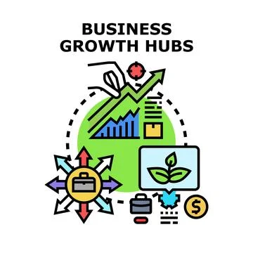 Business growth hubs concept developing startups 스톡 일러스트