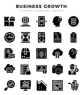 Business Growth Icon Bundle 25 Icons for Websites and Apps Stock Illustration