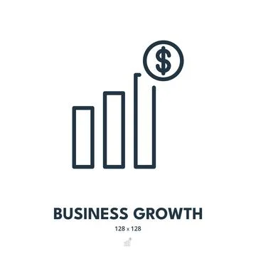 Business Growth Icon. Progress, Increase, Profit. Editable Stroke Stock Illustration