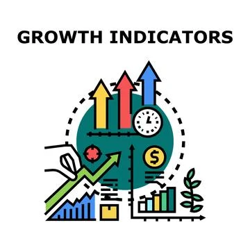 Business growth indicators concept with various metrics Stock Illustration