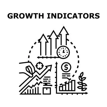 Business growth indicators concept with various metrics Stock Illustration