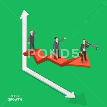 Business growth isometric vector concept. Stock Illustration