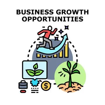 Business growth opportunities concept developing future success Stock Illustration