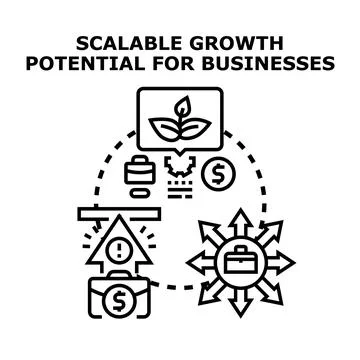 Business growth potential with scalable development process Stock Illustration