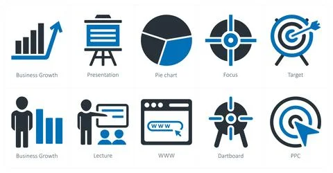 Business growth, presentation, pie chart Stock Illustration