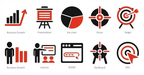 Business growth, presentation, pie chart Stock Illustration