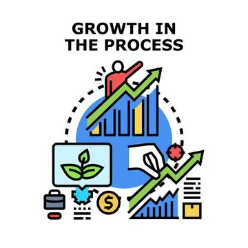 Business growth process achieving financial development goals Stock Illustration