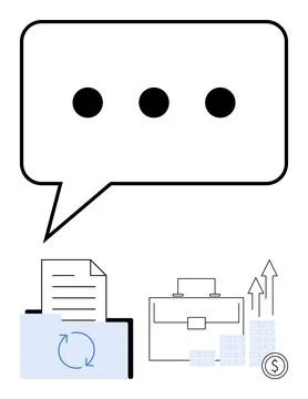 Business Growth Process Represented by Chat Bubble, Document Workflow, Brie.. Stock Illustration
