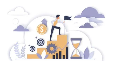 Business Growth Success with Cloud Strategy 스톡 일러스트