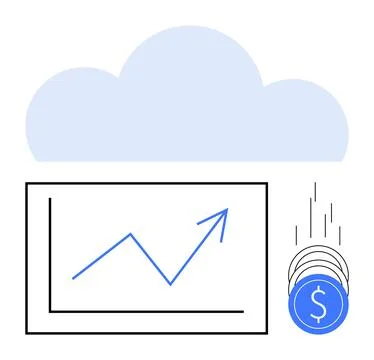 Business Growth Through Cloud Computing and Financial Success Representation 스톡 일러스트
