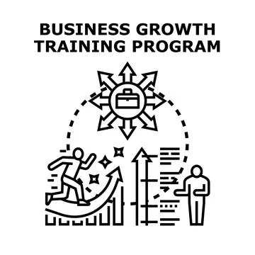 Business growth training program expanding company opportunities Stock Illustration