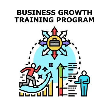 Business growth training program expanding company opportunities Stock Illustration