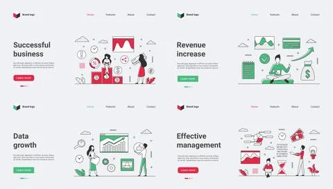 A Business Growth Web Template featuring Key Elements for Data Management and Illustrazione stock