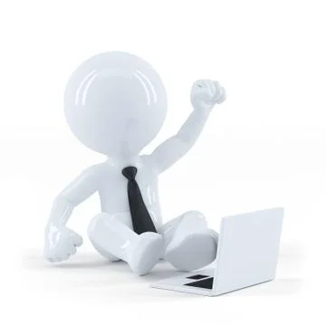 Business guy sitting and using a laptop イラスト素材