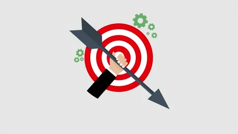 Business Hand Holding Arrow Through Target Bullseye Symbolizing Goal Achievement Stock Footage 339769848