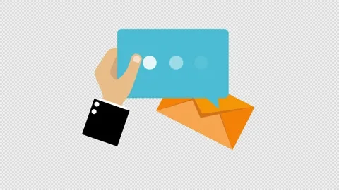 Business Hand Holding Chat Bubble Above Email Envelope Communication Animation Stock Footage 339763454