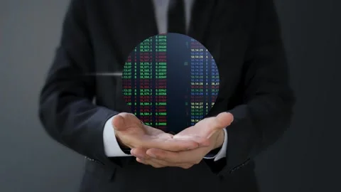 Business hand holding digital tablet, stock exchange rate, trading concept Stock Footage 310815532