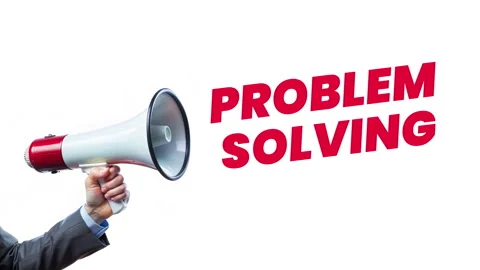 Business Hand holding megaphone with problem solving text. Stock Footage 288439943