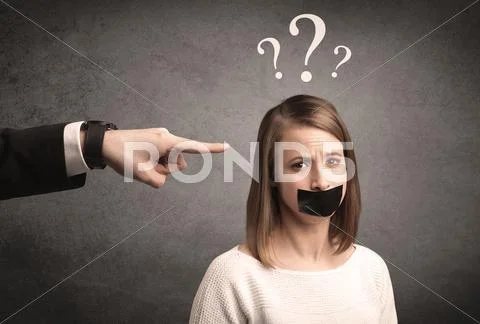 Business hand pointing at female employee Stock Photos