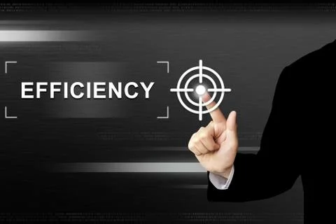 Business hand pushing efficiency button on touch screen Stock Illustration