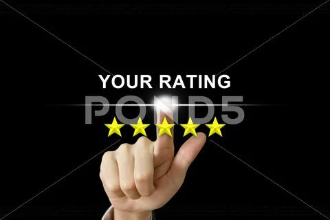 Business hand pushing your rating on screen Stock Photos